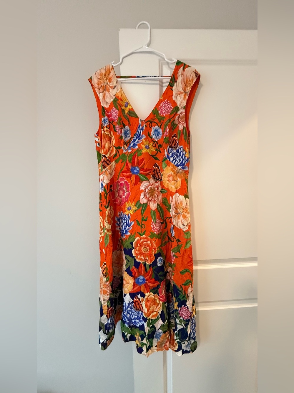 Anthropologie Low Back Printed Floral Midi Dress 🍊🌸✨ - Picture 5 of 13